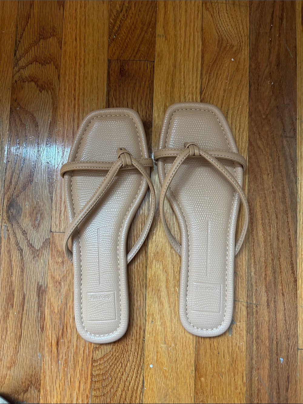 Dolce Vita Beige/Tan Knotted Strappy Square-Toe Slide Sandals